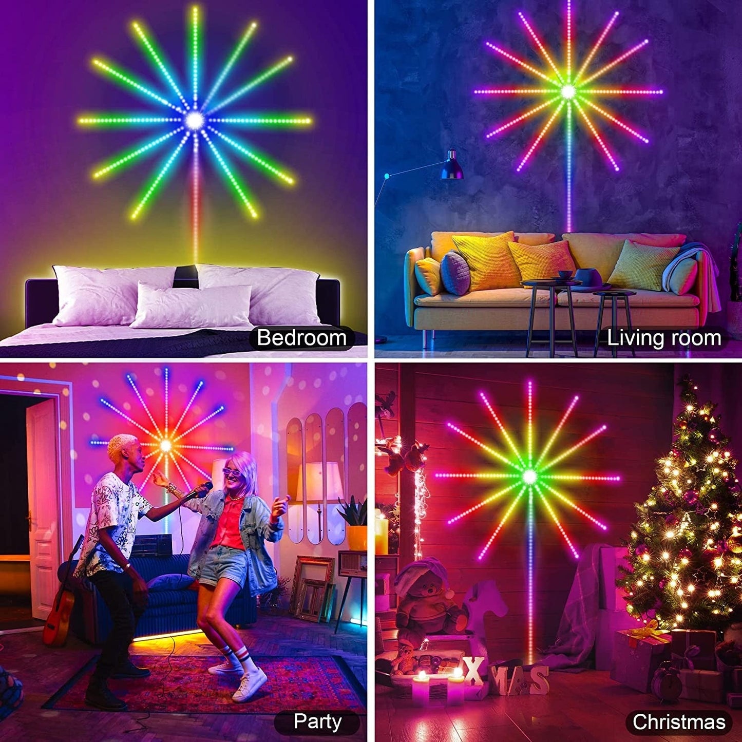 LED Firework Strip Lights Dream Color RGB Smart Music Sync APP & Remote Control
