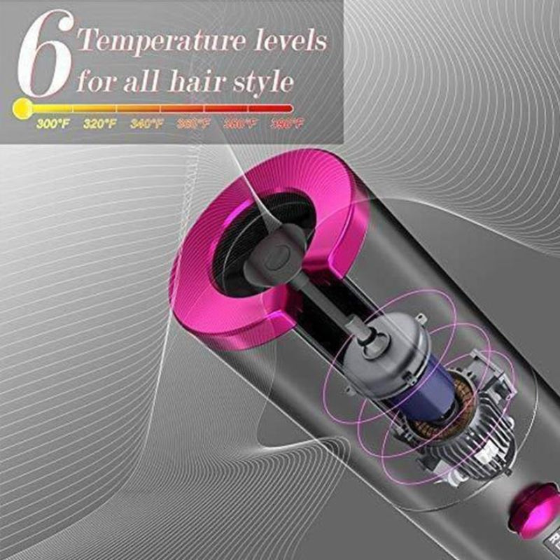 LCD Cordless Hair Curler Auto Rotating Wireless Hair Waver Curling Iron Ceramic