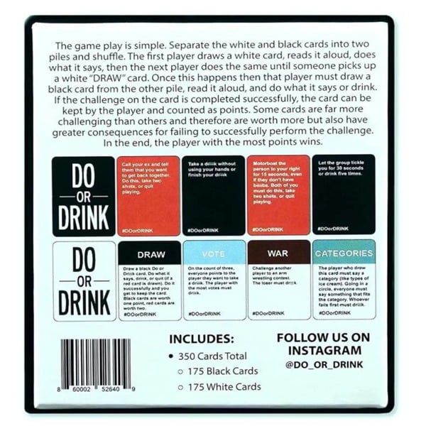Do or Drink Win or Blackout Drinking Party Cards Game