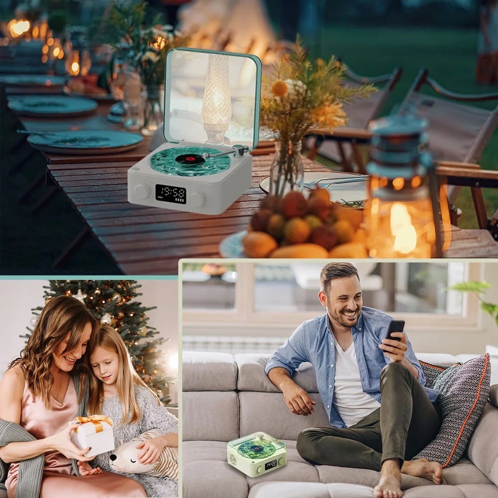 The Waves Bluetooth Vinyl Player, Vintage Vinyl Record Player Bluetooth Speaker
