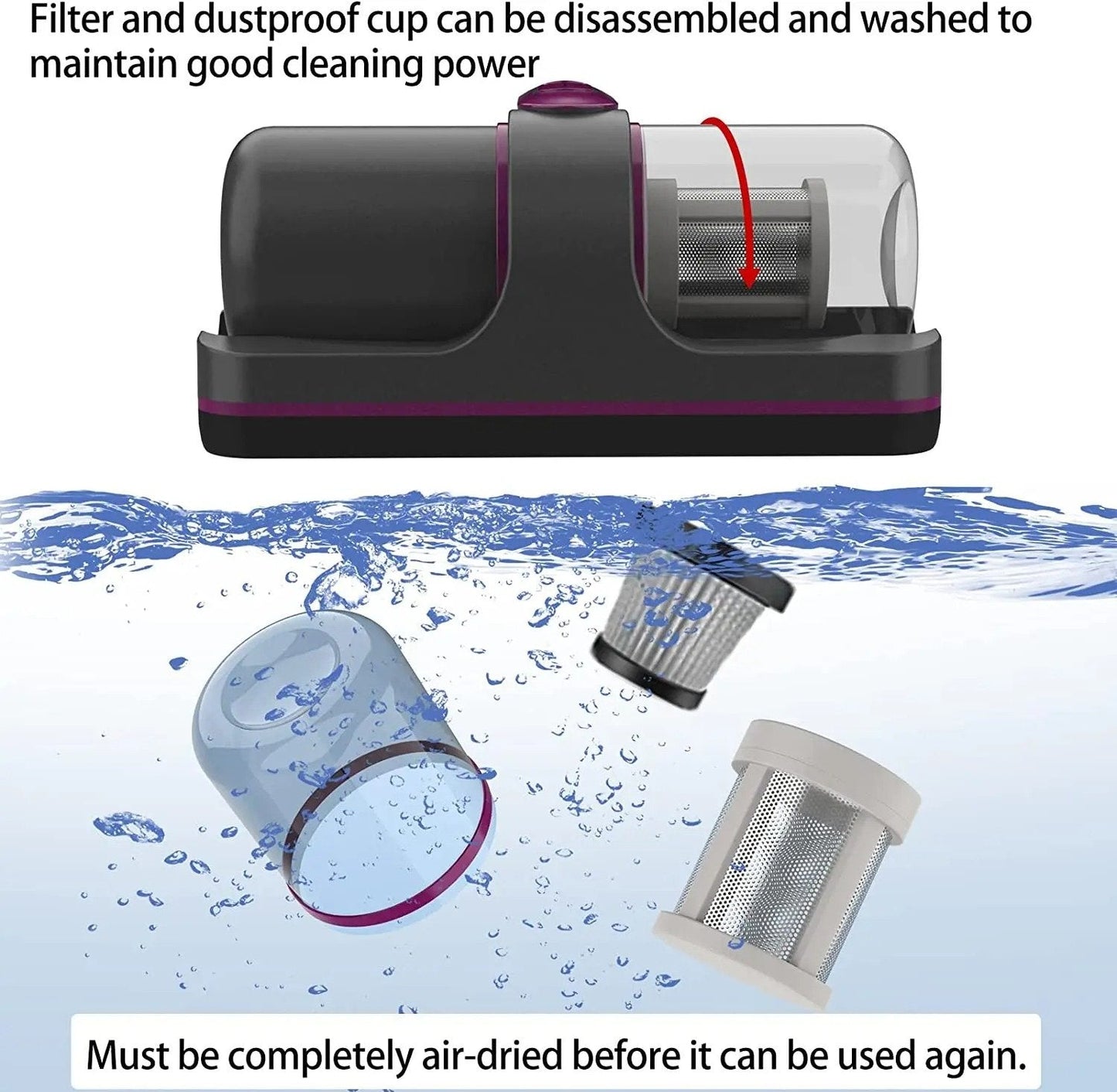 Handheld Strong Suction Rechargeable UV Vacuum Cleaner for Bedding Sofa Mattress