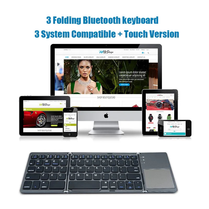 Folding Wireless Bluetooth Keyboard With Touchpad For Windows, Android, IOS Phone