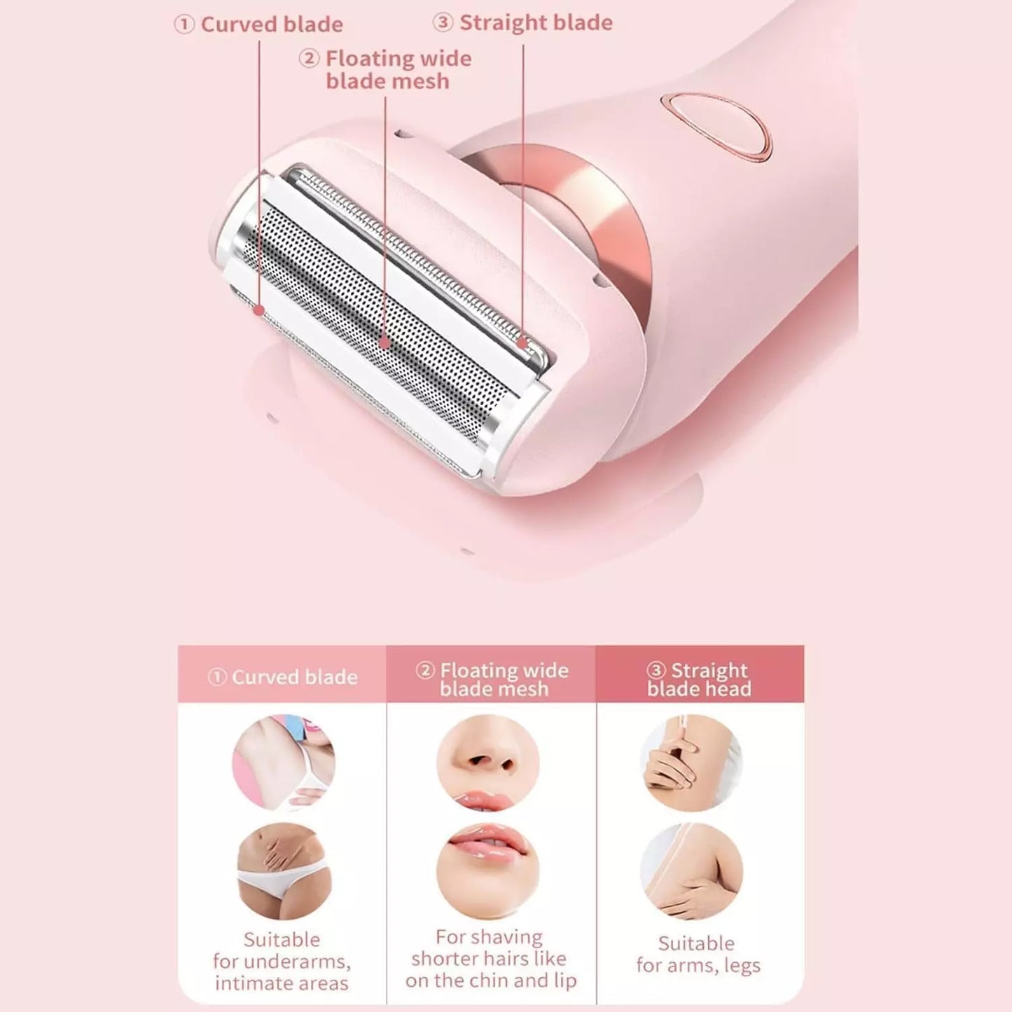2 in 1 Electric Women Shaver Hair Arm Leg Bikini Face Remover Lady Razor Trimmer