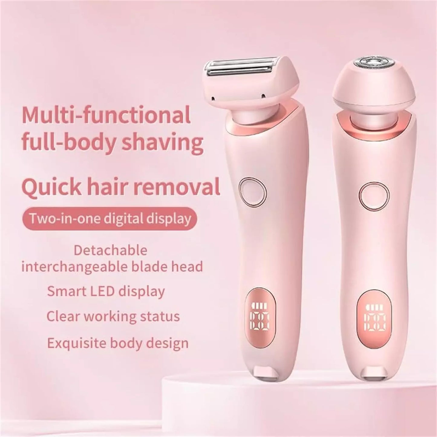 2 in 1 Electric Women Shaver Hair Arm Leg Bikini Face Remover Lady Razor Trimmer