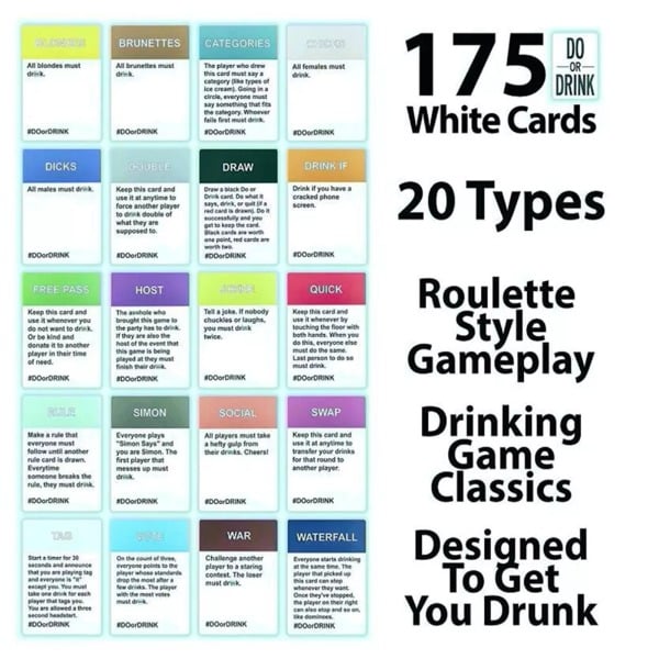 Do or Drink Win or Blackout Drinking Party Cards Game
