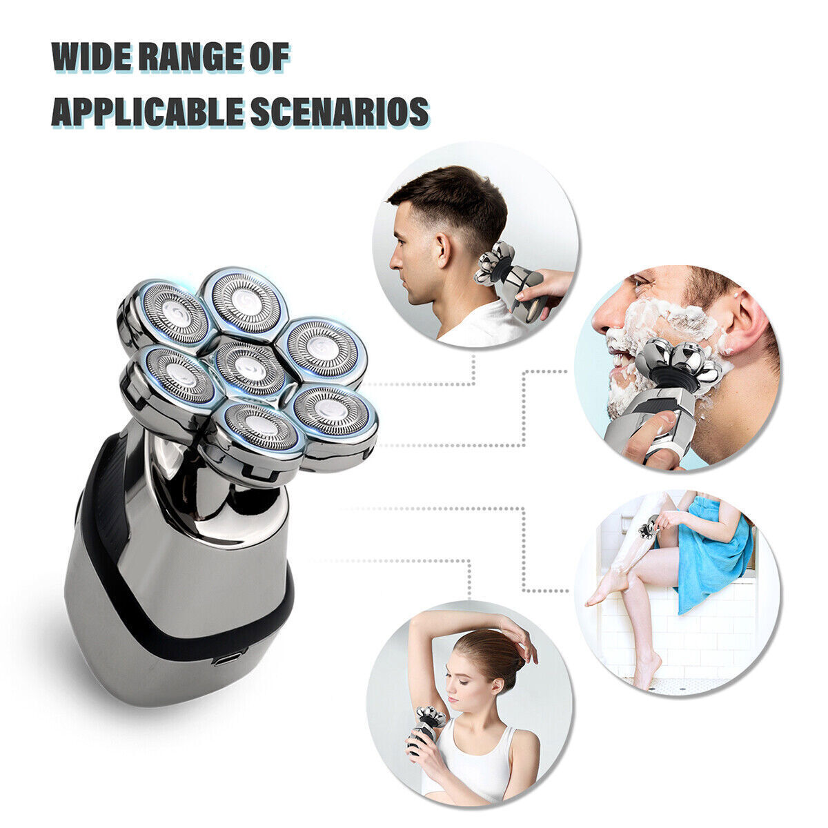 7D 5-in-1 Shaver Cordless Hair Trimmer Bald Head Razor Electric For Men