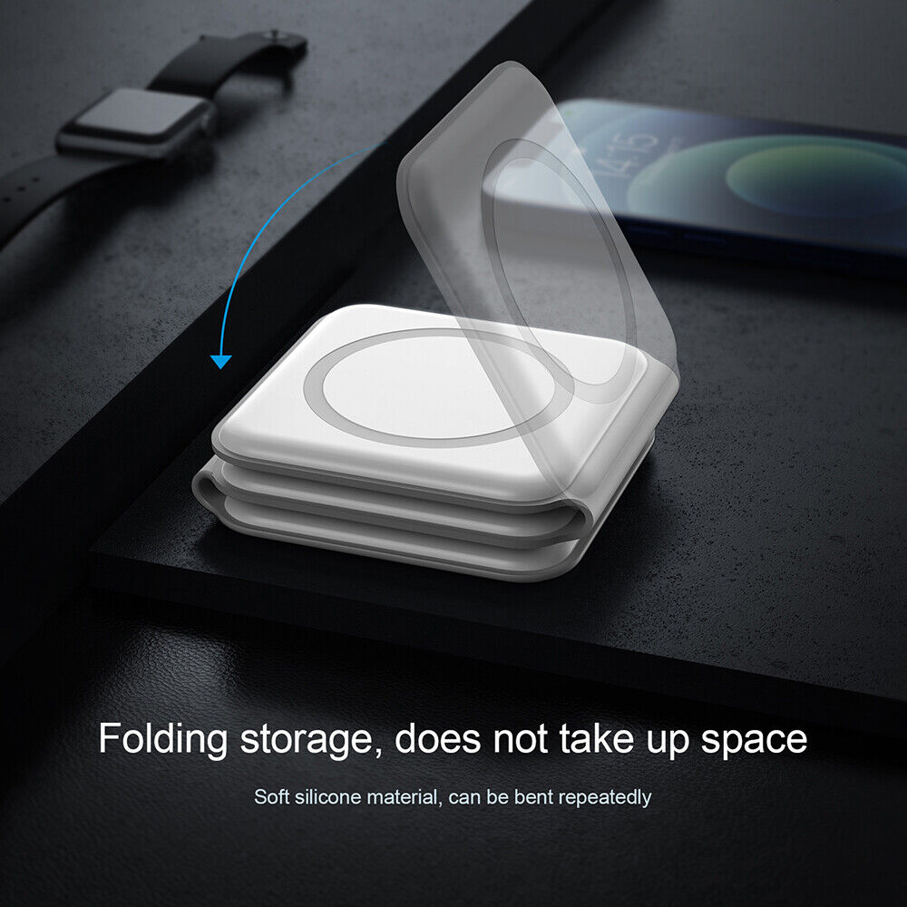 Foldable 3-in-1 Magnetic Wireless Charger Pad For Apple Watch Air Pods iPhone Android