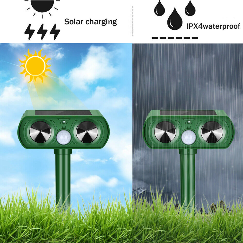 Animal Repellent Ultrasonic Animal Repeller Solar Powered Cats Birds Repellent, Deterrent Chaser Protect Farm Garden Yard
