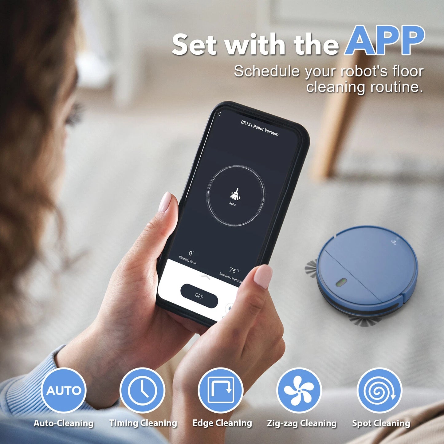 Smart Robot Vacuum Cleaner and Mop, 5000Pa Suction for Hard Floors and Carpets