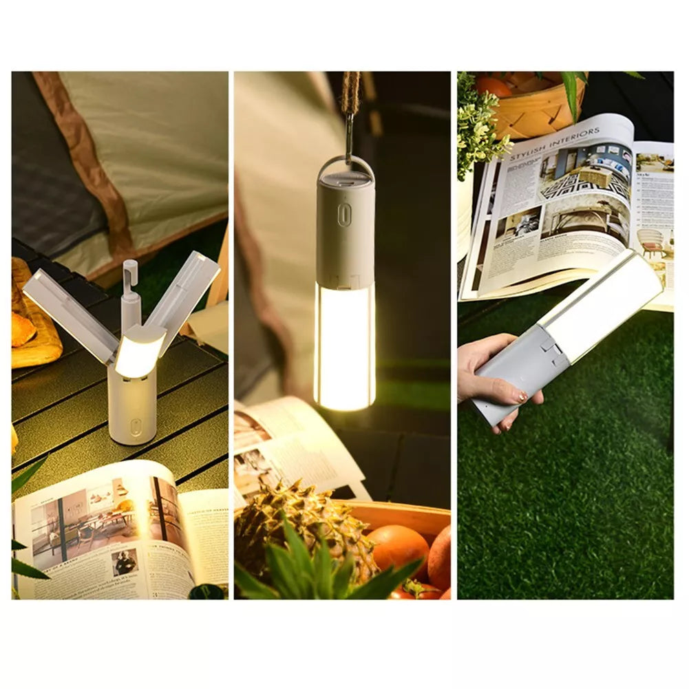 Multi-function Folding Camping Lantern with Adjustable Brightness and Angle Bulbs
