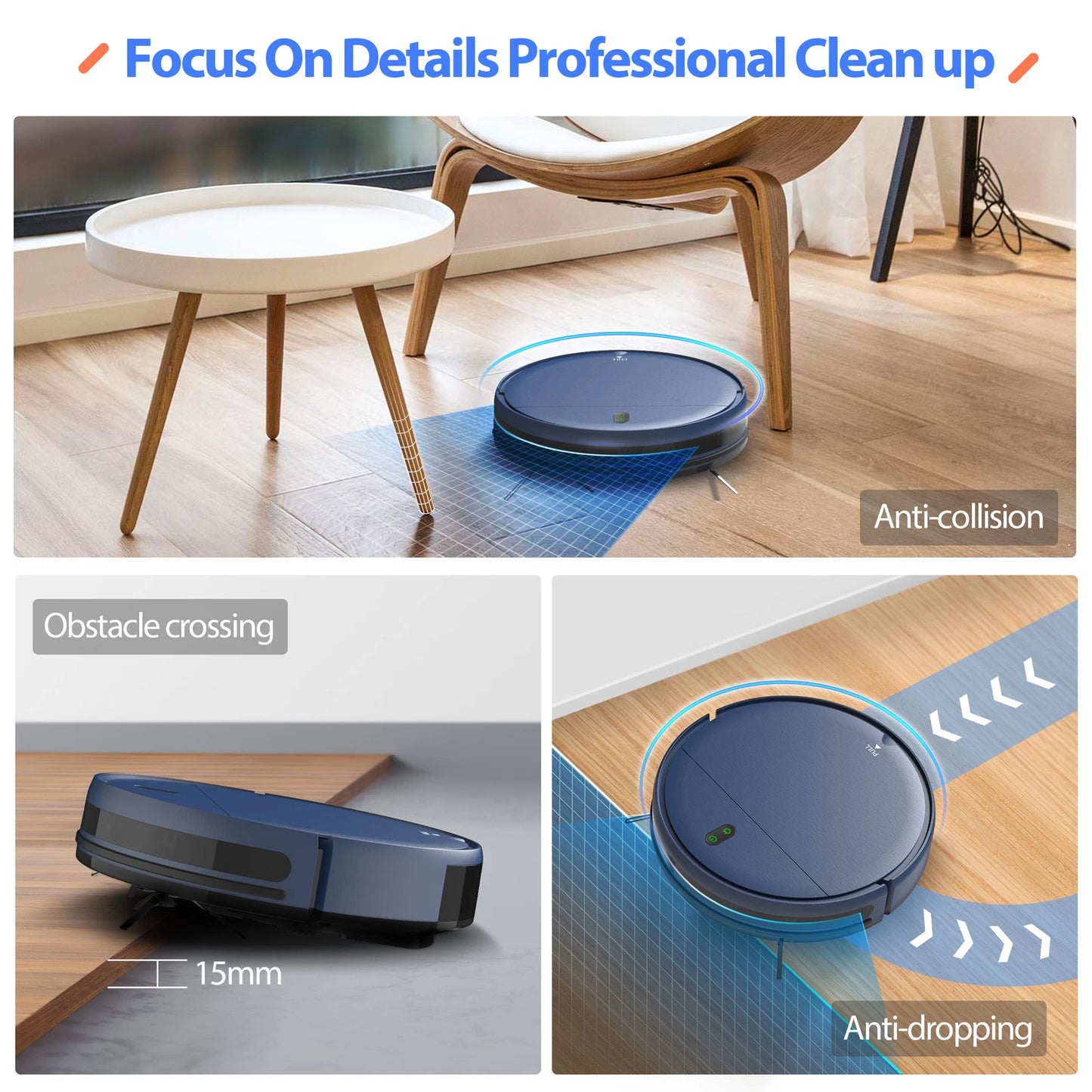 Smart Robot Vacuum Cleaner and Mop, 5000Pa Suction for Hard Floors and Carpets