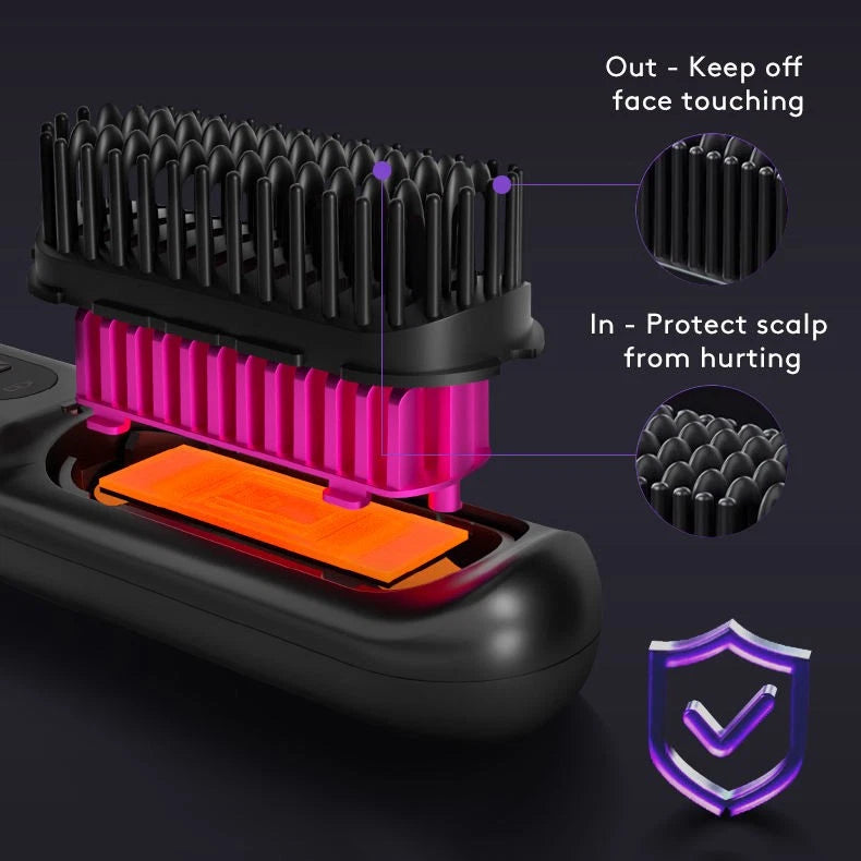 Mini fer à lisser rechargeable, peigne à lisser portable sans fil