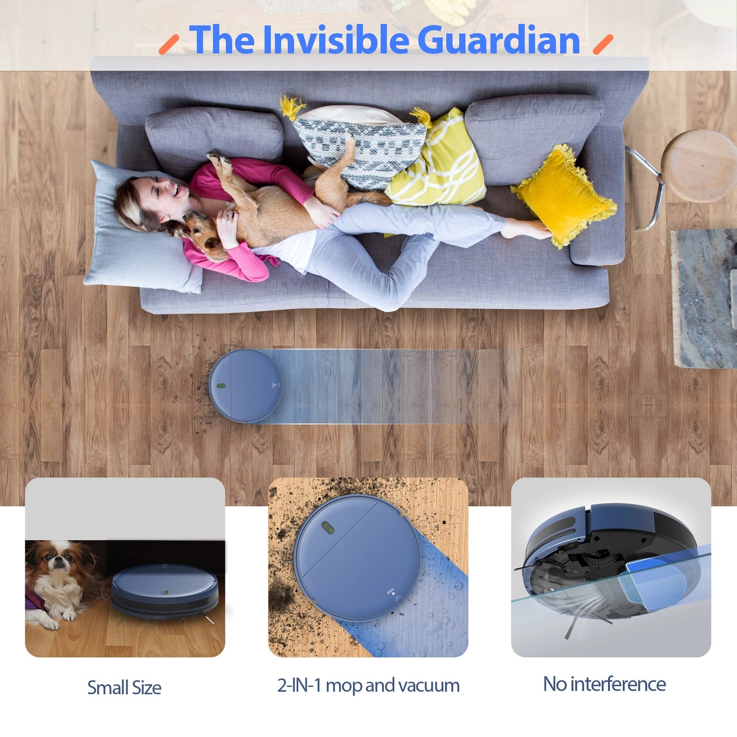 Smart Robot Vacuum Cleaner and Mop, 5000Pa Suction for Hard Floors and Carpets