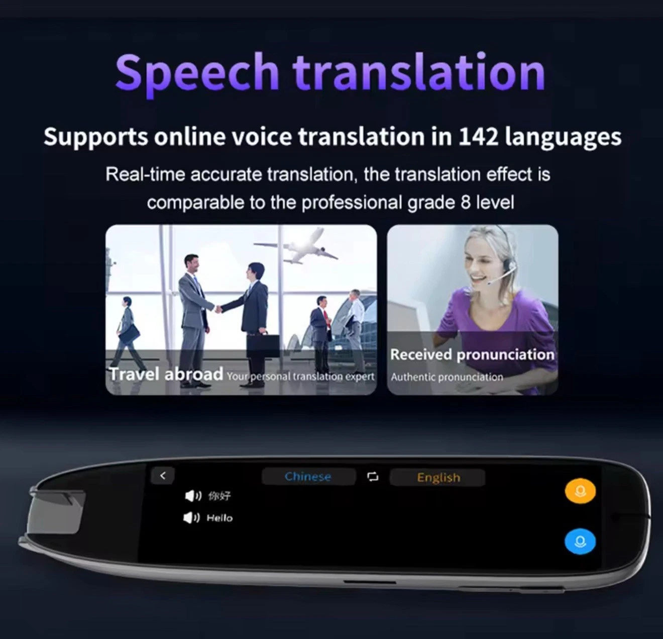 Professional Translation Pen Dictionary Text Scanning Reading Voice Translator