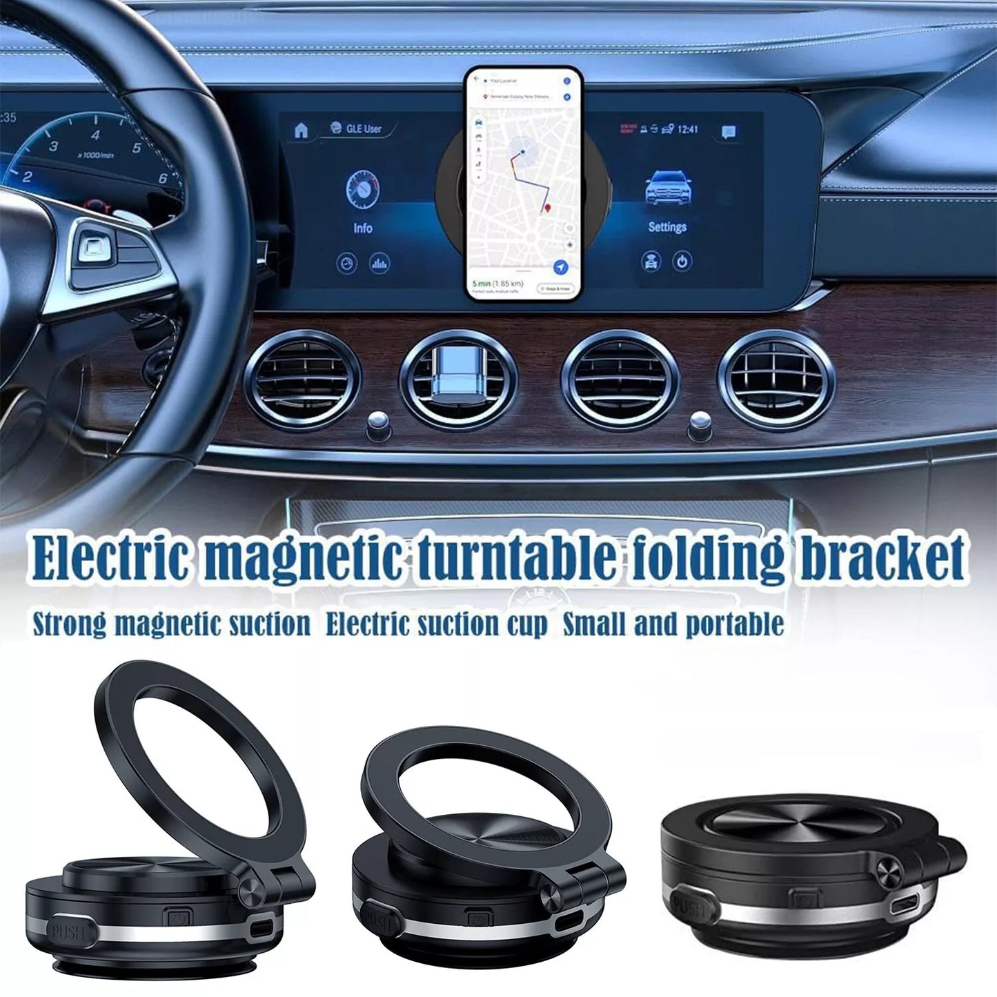 360 Degree Rotating Electric Suction Magnetic Car Phone Holder