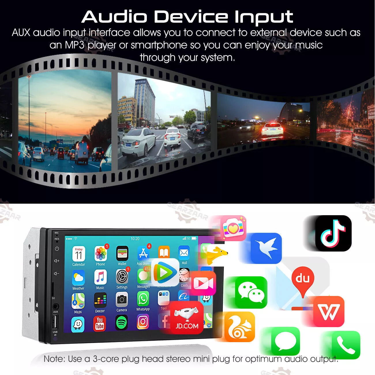 7 Inch Car Radio Apple Andriod Carplay BT Car Stereo Touch Screen Double 2Din+Camera