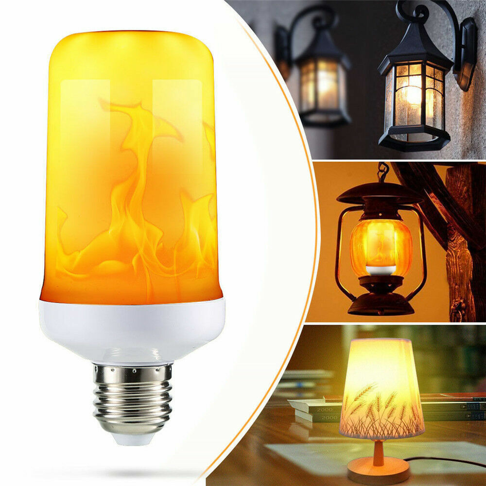 LED Flame Effect Light Bulb 4 Modes Flame Lights Bulbs E27 Base Fire Light Bulbs