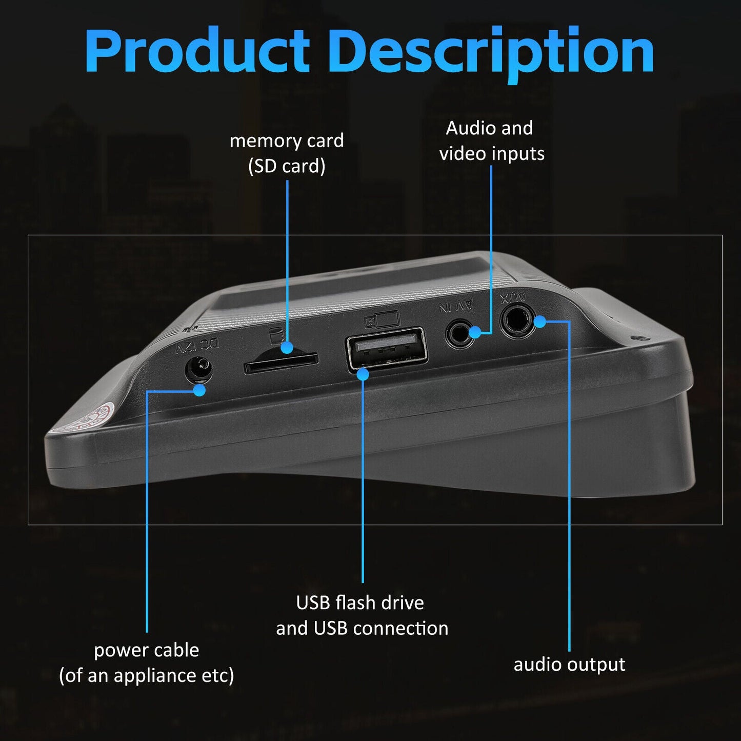 7 Inch Portable Radio Wireless Touch Screen Apple Carplay & Android Auto For Car