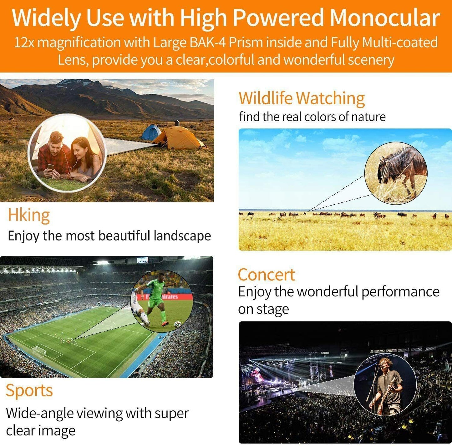 12X50 Monocular Telescope High Definition Portable Monocular Telescope