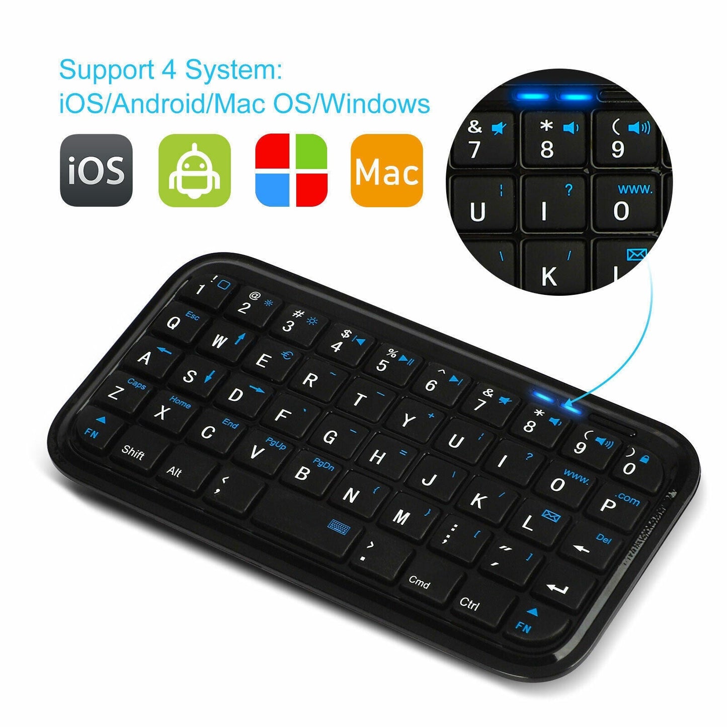 Mini Wireless Bluetooth 3.0 Keyboard LED Keypad USB Charging for PC TV Android XBOX