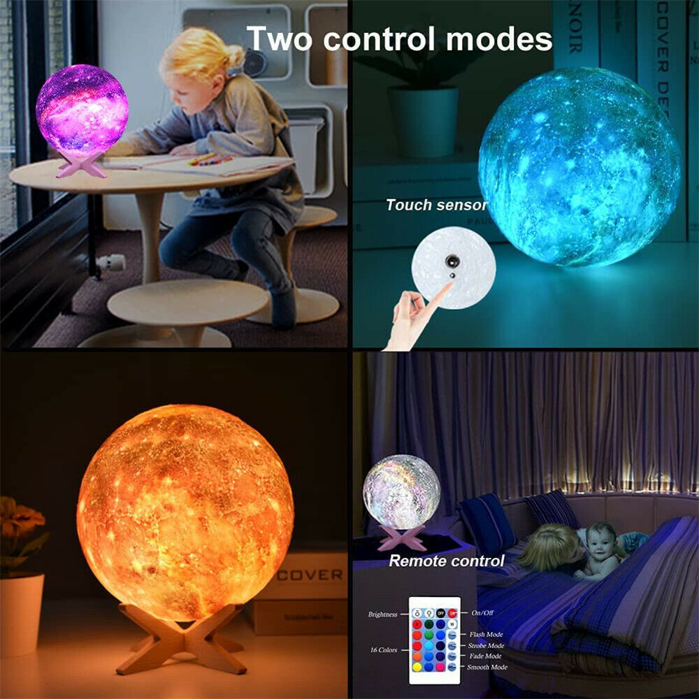 3D Printing Galaxy Lamp Moonlight USB LED Night Lunar Light Touch Color Changing