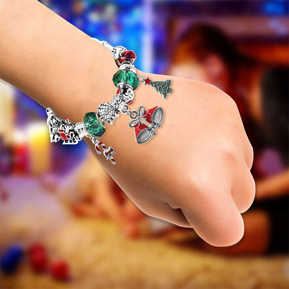 Christmas Advent Calendar DIY Charm Bracelet Jewelry Set Kids Surprise Gift Box