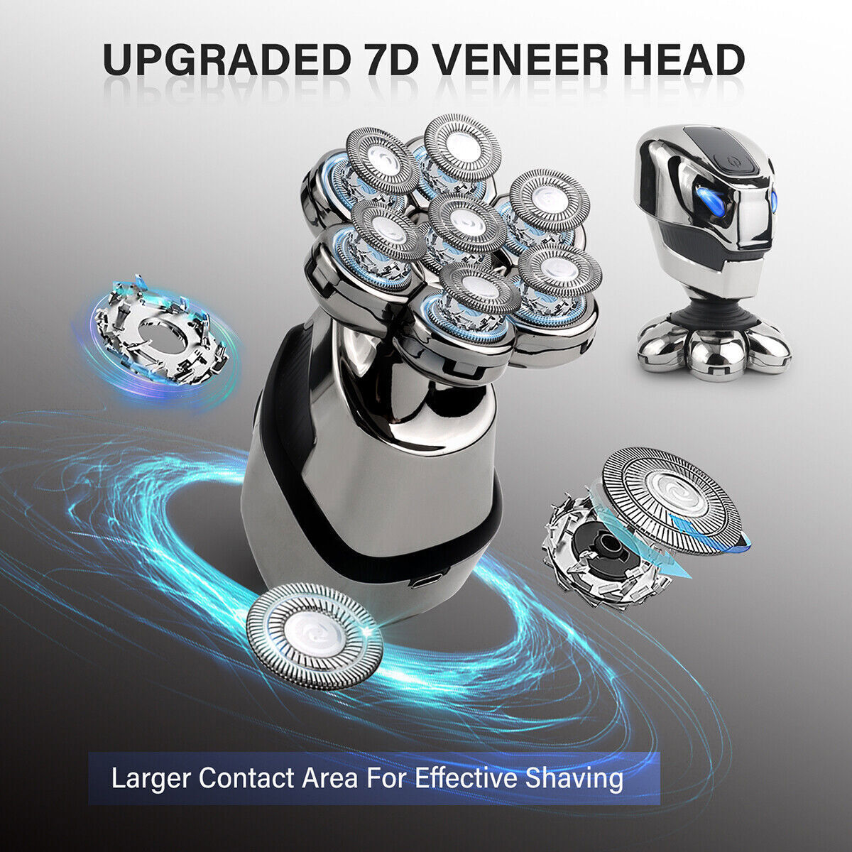 7D 5-in-1 Shaver Cordless Hair Trimmer Bald Head Razor Electric For Men