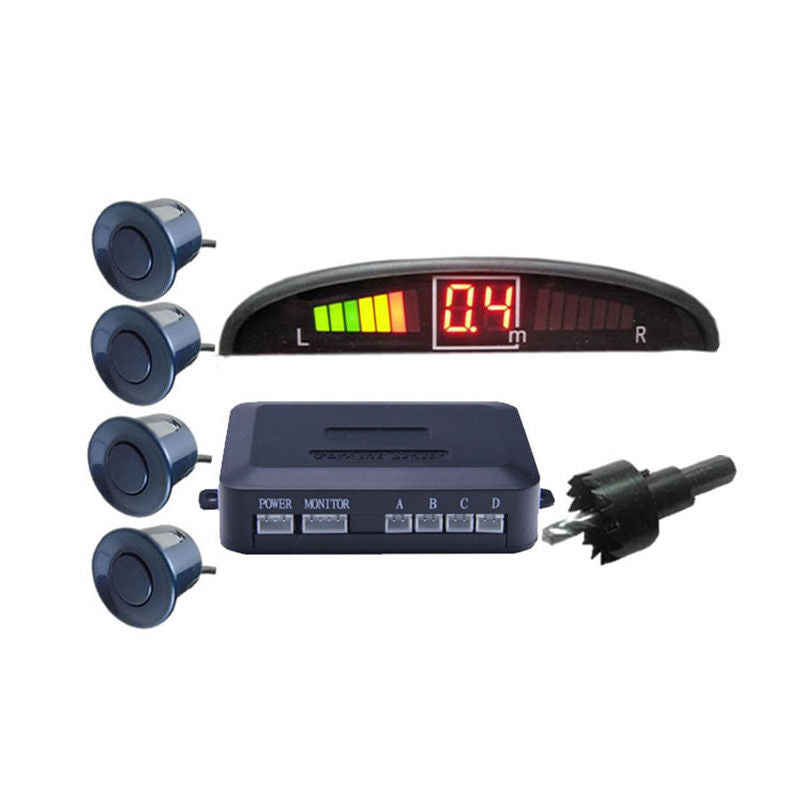 4 Parking Sensors LED Display Car Reverse Radar System Alarm Kit