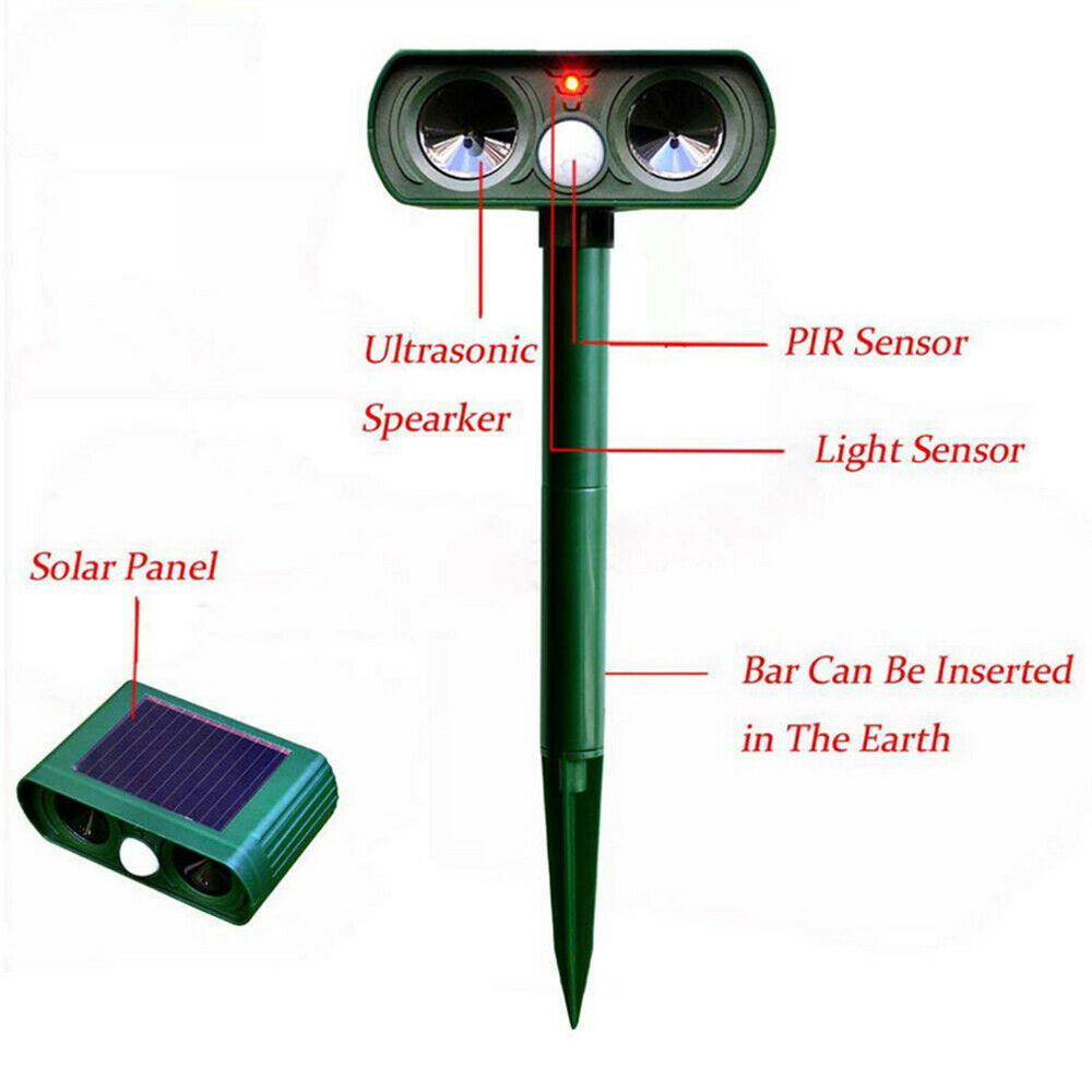Animal Repellent Ultrasonic Animal Repeller Solar Powered Cats Birds Repellent, Deterrent Chaser Protect Farm Garden Yard