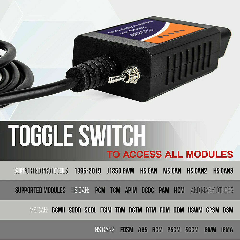 Ford FORScan ELM327 V1.5 USB Modified OBD Code Scanner HS MS-CAN ELMConfig