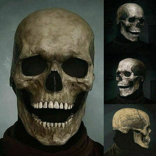 Halloween Skull Mask Full Head Helmet With Movable Jaw Horror Party Scary Mask