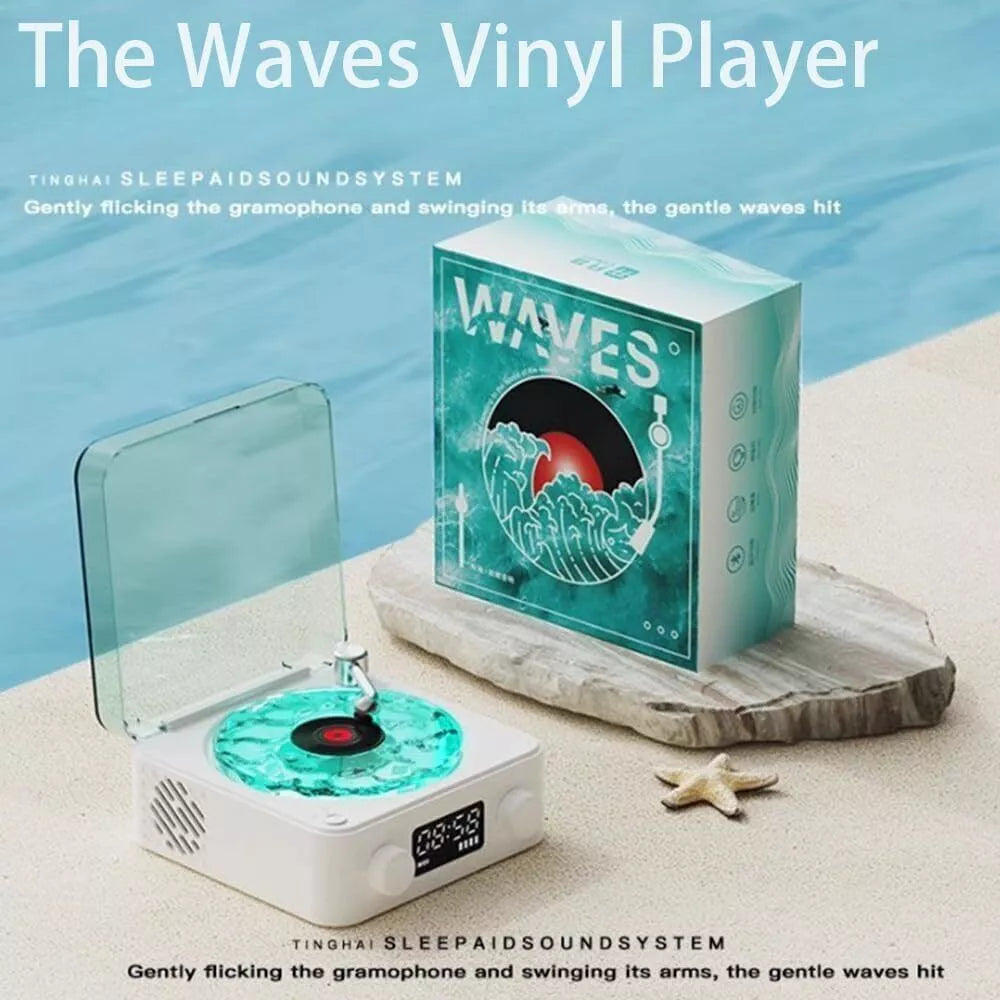 The Waves Bluetooth Vinyl Player, Vintage Vinyl Record Player Bluetooth Speaker