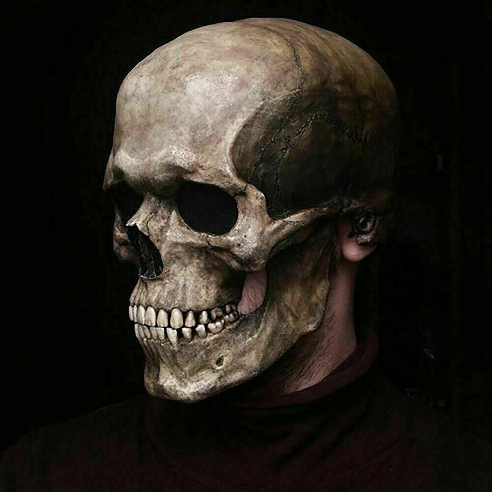 Halloween Skull Mask Full Head Helmet With Movable Jaw Horror Party Scary Mask