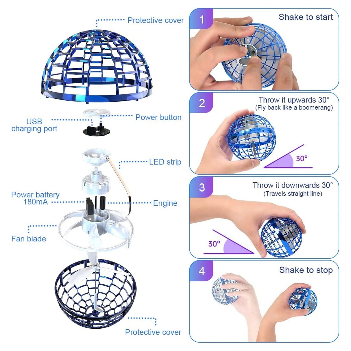 Magic Hoverball LED Flying Spinner