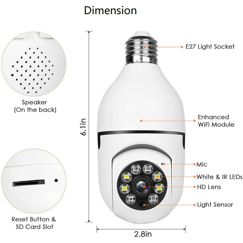 Mini Wireless WiFi Light Bulb Camera Security Camera