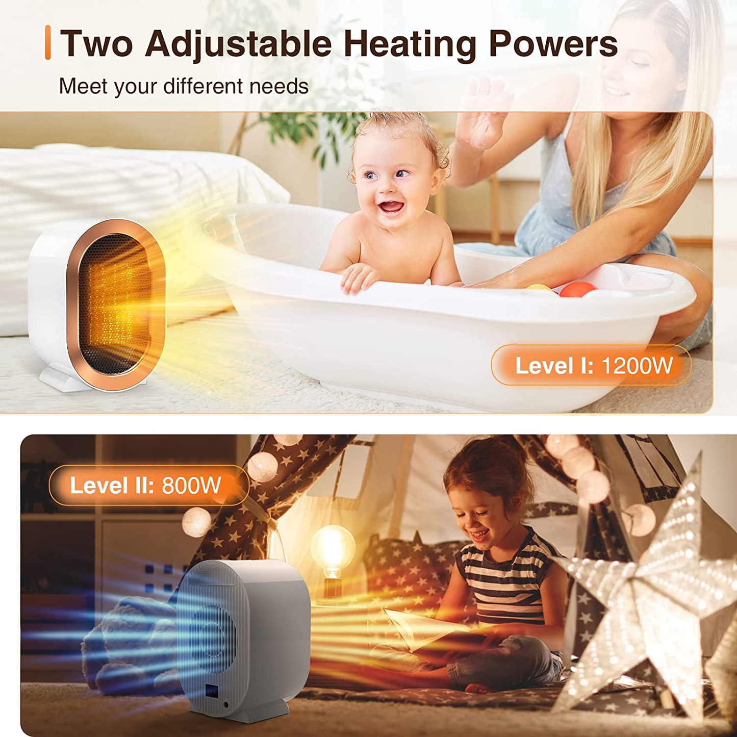 Portable Electric Space Heater with Thermostat for Indoor
