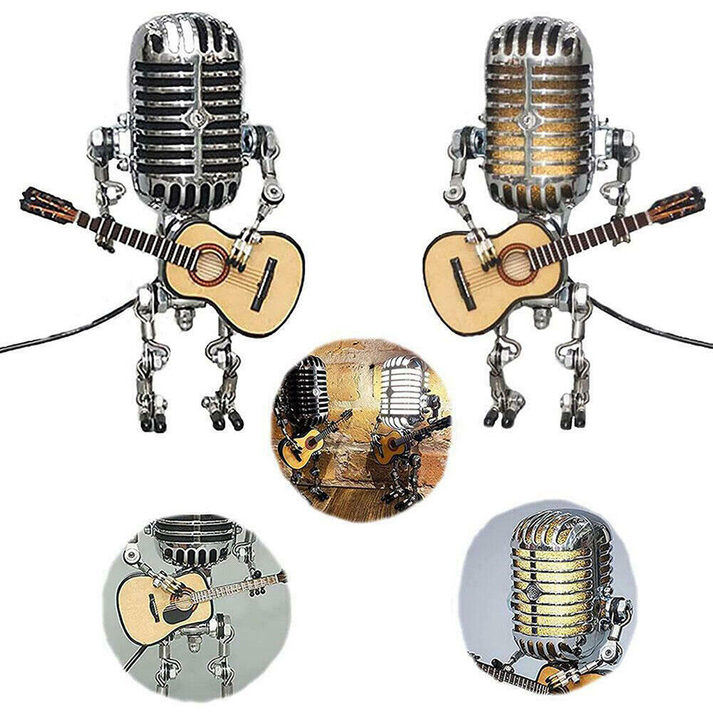 Vintage Microphone Guitar Robot Table Lamp
