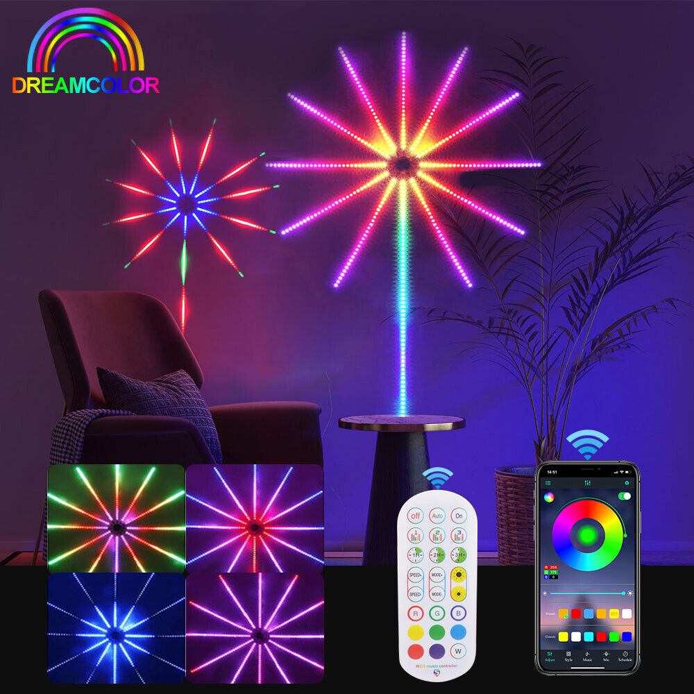 LED Firework Strip Lights Dream Color RGB Smart Music Sync APP & Remote Control