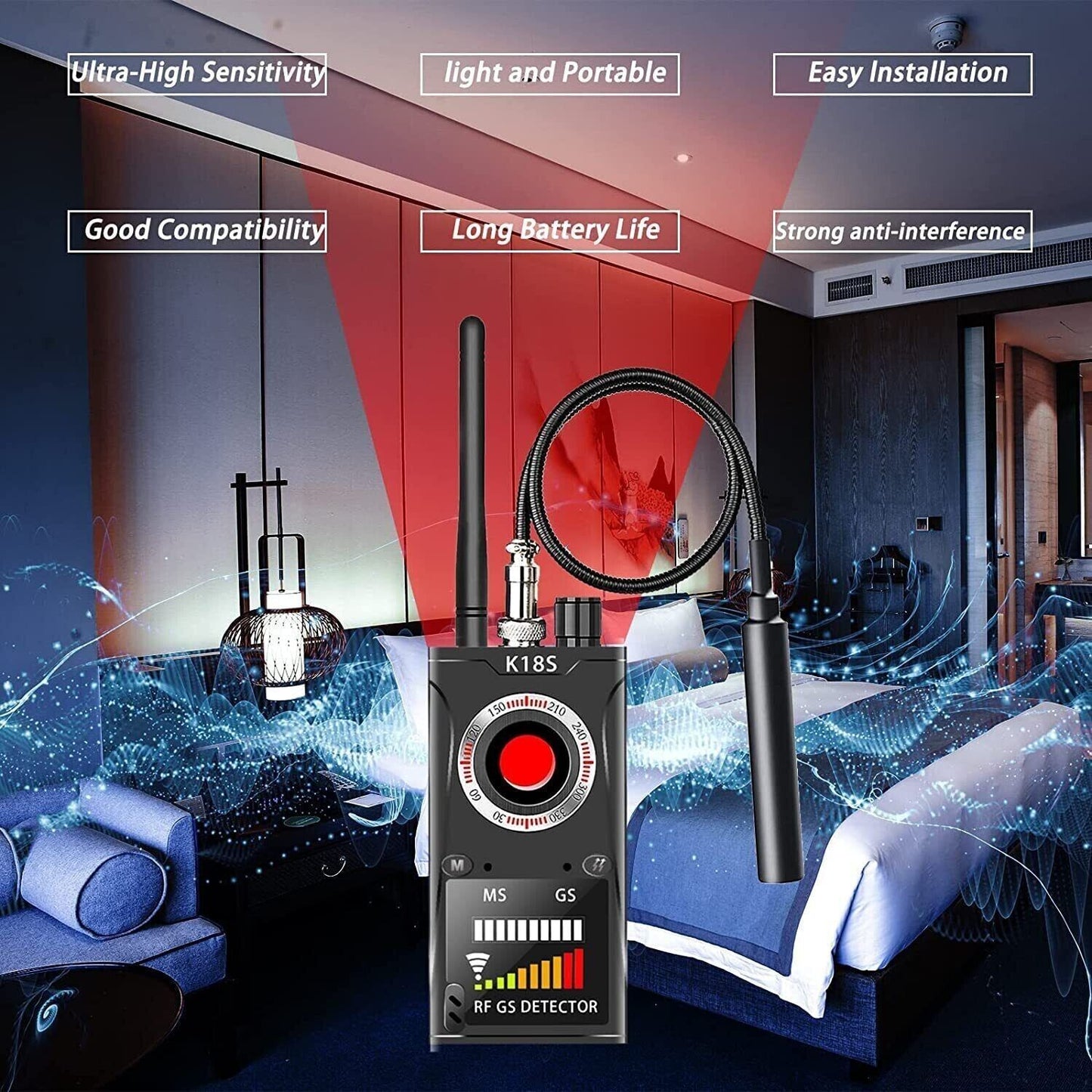 Anti-Spy RF Signal Detector Hidden Camera GSM Audio Bug Finder Scanner Tracker