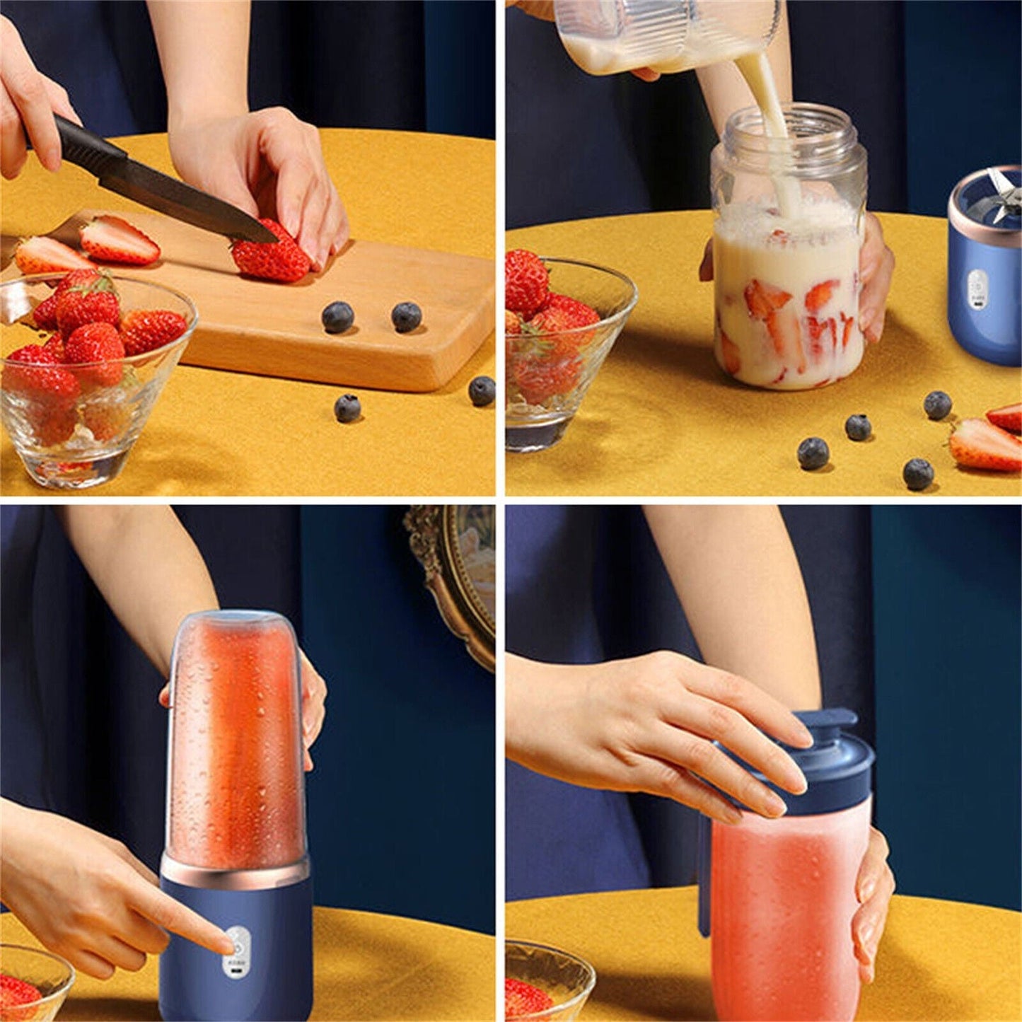 Portable Blender USB Rechargeable Personal Food Smoothie Maker Mixer Juicer