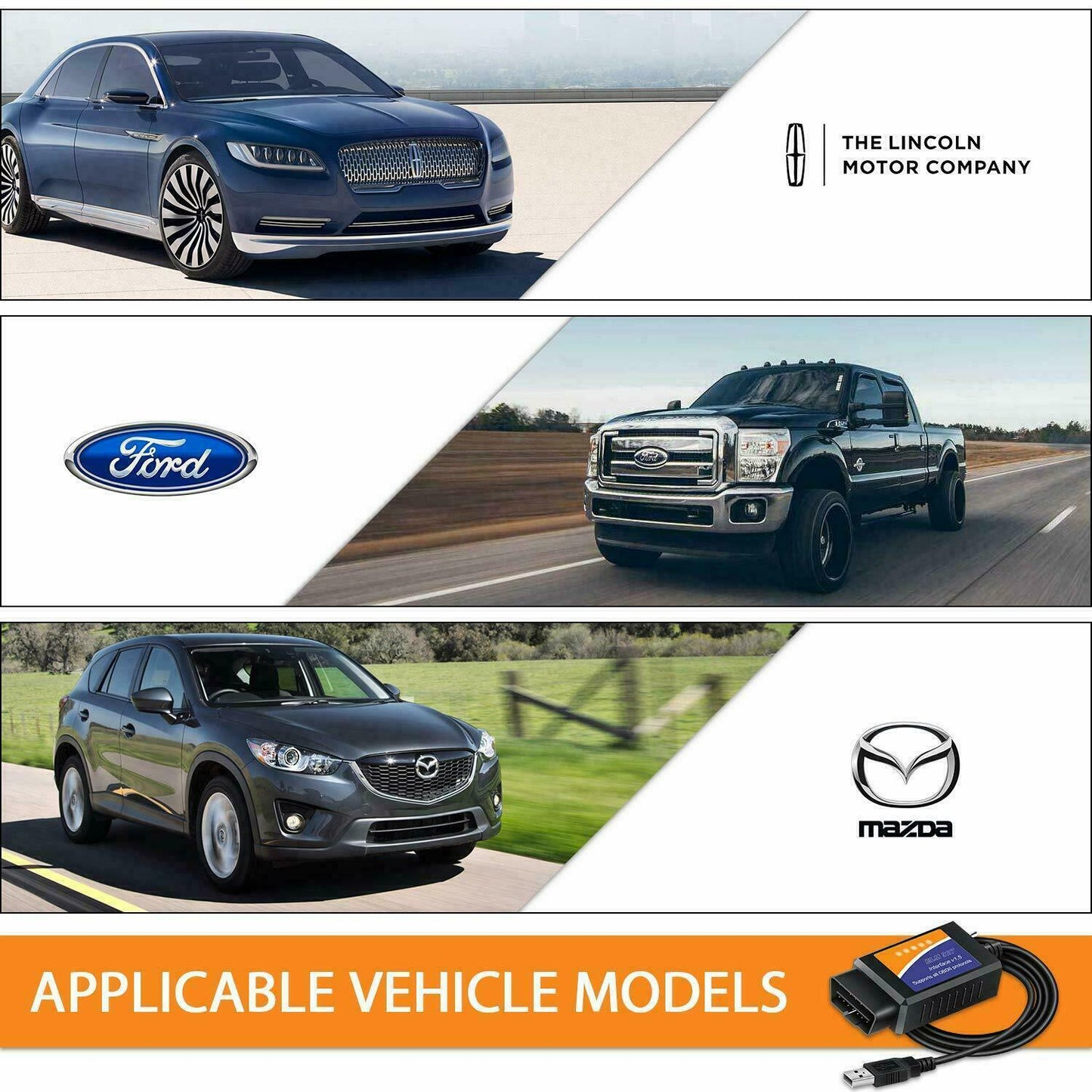 Ford FORScan ELM327 V1.5 USB Modified OBD Code Scanner HS MS-CAN ELMConfig