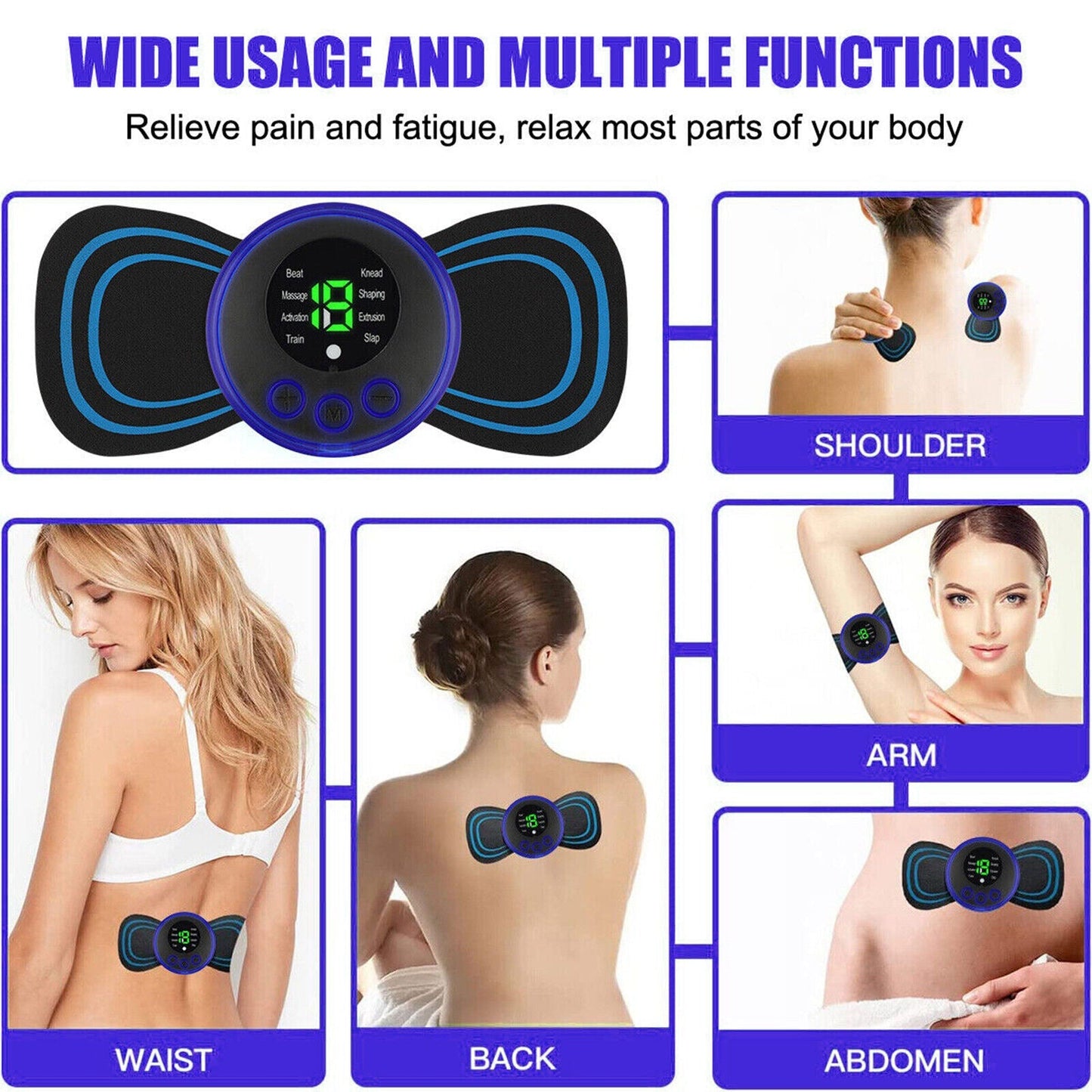 Portable EMS Mini Electric Neck Back Massager Cervical Massage Patch Stimulator