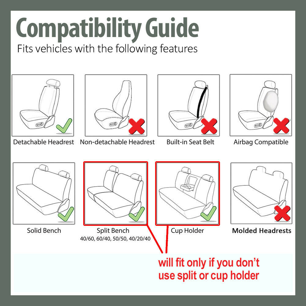 Full Car Seat Covers Set Solid Black For Auto Truck SUV - Universal Protectors Polyester for Car