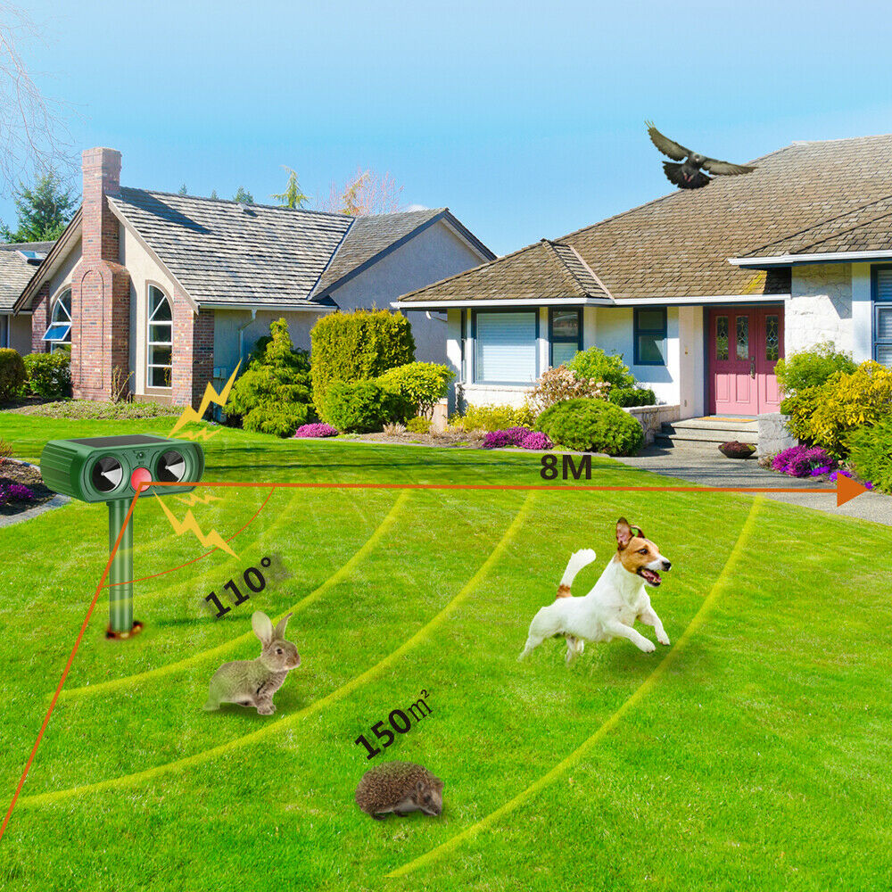 Animal Repellent Ultrasonic Animal Repeller Solar Powered Cats Birds Repellent, Deterrent Chaser Protect Farm Garden Yard