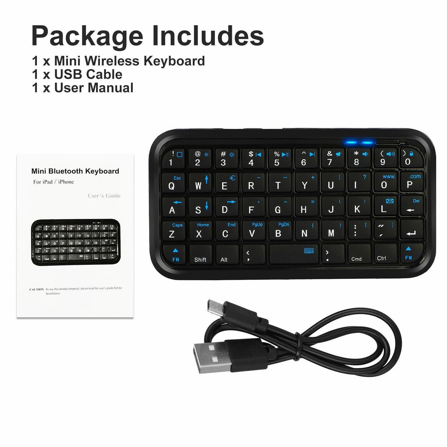 Mini Wireless Bluetooth 3.0 Keyboard LED Keypad USB Charging for PC TV Android XBOX