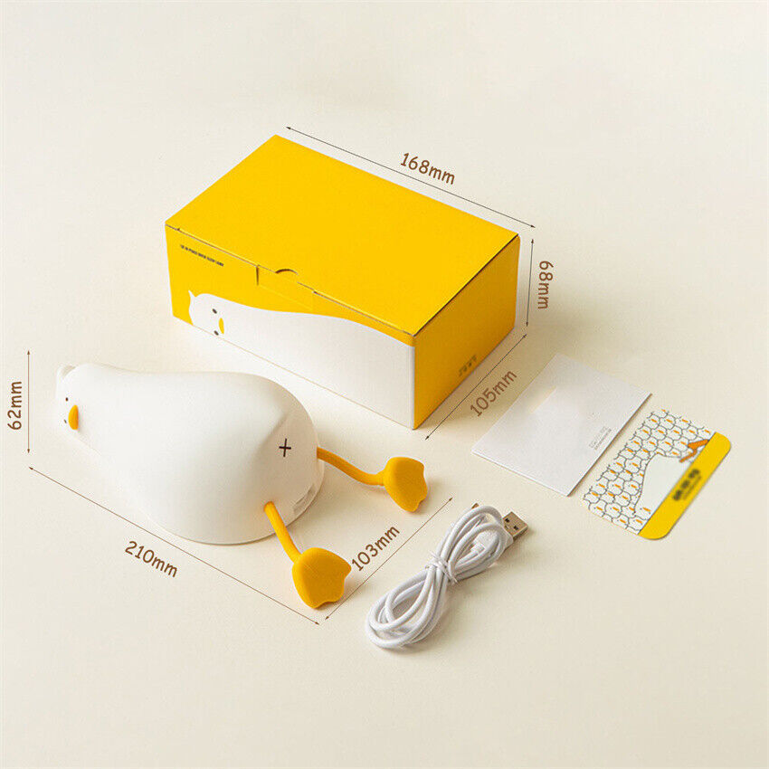 Lying Flat Duck Night Light Silicone Pat Lamp Cartoon Cute Children Nightlights