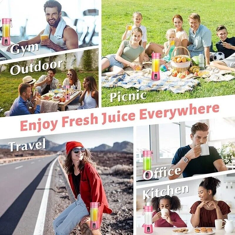 Portable Blender Juicer Cup USB Rechargeable Smoothies Mixer Fruit Machine