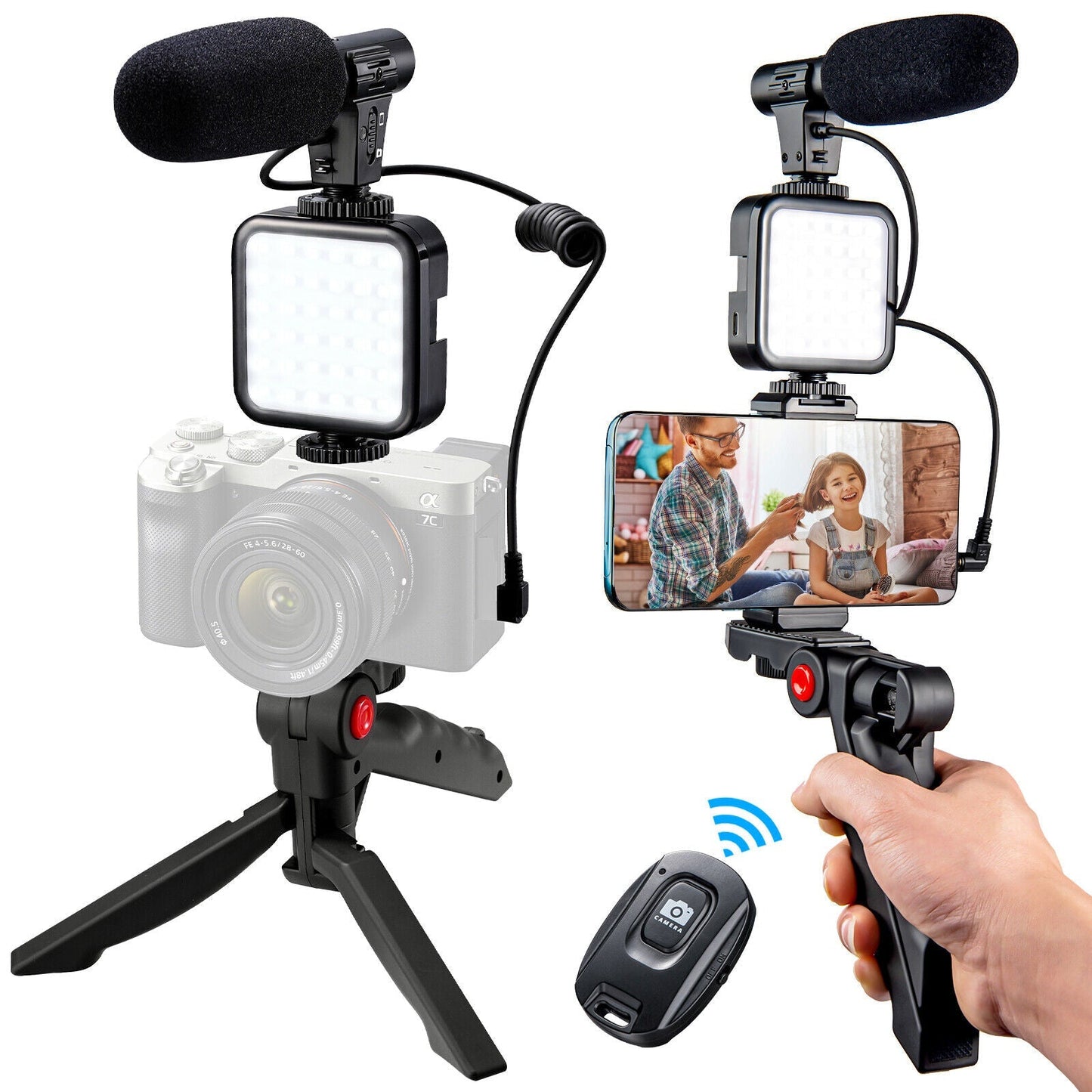 5 in 1 Vlogging Kit with Fill Light Microphone Tripod