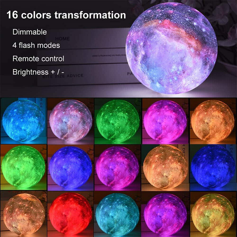 3D Printing Galaxy Lamp Moonlight USB LED Night Lunar Light Touch Color Changing