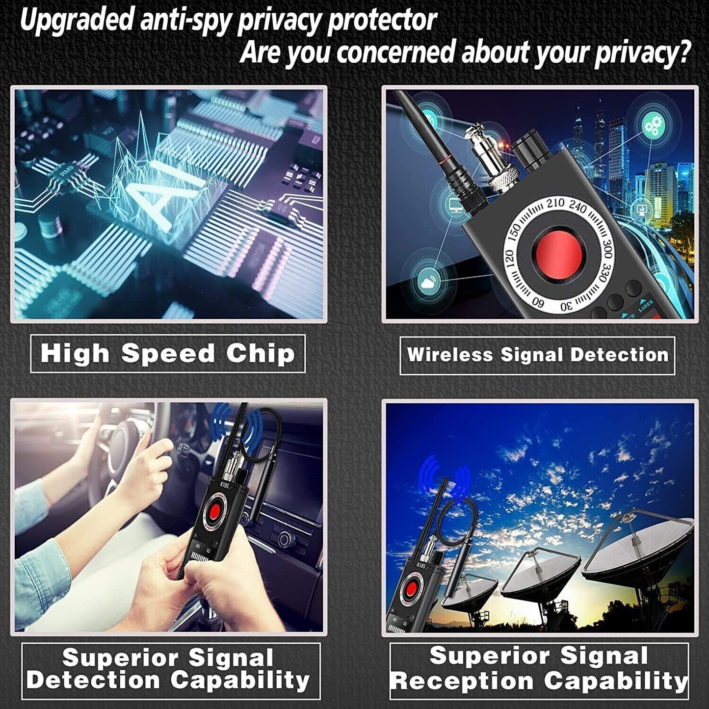 Anti-Spy RF Signal Detector Hidden Camera GSM Audio Bug Finder Scanner Tracker